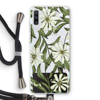 Wit bloemenpatroon: Samsung Galaxy A70 Transparant Hoesje met koord