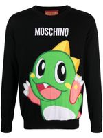 Moschino pull en laine vierge à logo jacquard - Noir