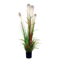 Riet gras in pot 150 cm wit-groen-bruin kunstplant - Buitengewoon de boet