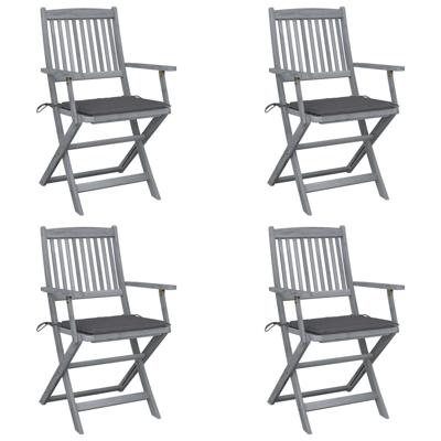 Tuinstoelen 4 st inklapbaar met kussens massief acaciahout