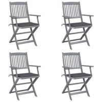 Tuinstoelen 4 st inklapbaar met kussens massief acaciahout