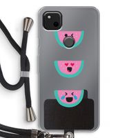 Smiley watermeloen: Pixel 4a Transparant Hoesje met koord