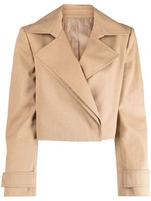 Juun.J veste crop à revers crantés - Marron