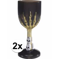 2x Halloween wijnglas zwart