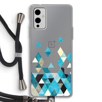 Gekleurde driehoekjes blauw: OnePlus 9 Transparant Hoesje met koord