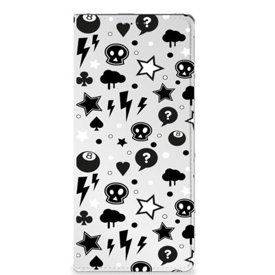 Mobiel BookCase Samsung Galaxy A22 5G Silver Punk Mobiel BookCase Samsung Galaxy A22 5G Silver Punk