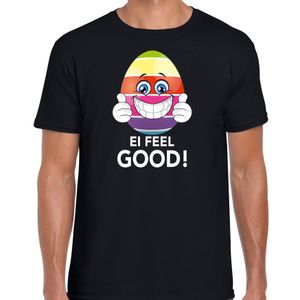 Vrolijk Paasei ei feel good t-shirt zwart voor heren - Paas kleding / outfit