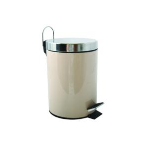 MSV Prullenbak/pedaalemmer - metaal - beige - 3 liter - 17 x 25 cm - Badkamer/toilet - Pedaalemmers