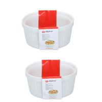 Ovenschaaltje - wit - 4x - rond - d14 cm - 1-persoons - ovenschalen/braadslede - ovenschotel schalen