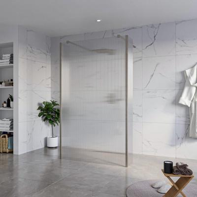 Fortifura Galeria Vrijstaande Inloopdouche - 120x200cm - Helder geribbeld - antikalk - 8mm veiligheidsglas - 2 zijwanden 40cm - wandsteunen en hoekprofielen - Geborsteld Gunmetal PVD SW927771 2x/SW797953/SW797948 2x/SW798732 2x