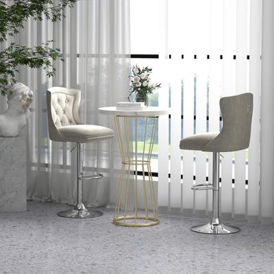 Fluwelen Barkrukken Set van 2 Draaibare Barstoel Verstelbare Zithoogte 67-87 cm Metalen Frame Hoge Stoel voor Keukeneilanden Bistro