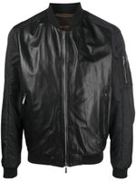 Moorer veste bomber Edison-Pek en cuir - Noir