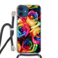 Neon bloemen: iPhone 12 mini Transparant Hoesje met koord