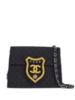 CHANEL Pre-Owned sac porté épaule en jean à patch logo (2005) - Noir