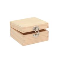 Glorex hobby houten kistje met sluiting en deksel - 10 x 10 x 5 cm - Sieraden/spulletjes/sleutels   -