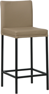 Taupe leren moderne barkruk Break - poot vierkant zwart - Hermes Leer Mocca (taupe leer)