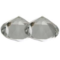 Ostaria Diamanten - 2x - D8 cm - transparant glas - namaak edelstenen - hobby / decoratie