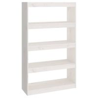 vidaXL Boekenkast/kamerscherm 80x30x135,5 cm massief grenenhout wit