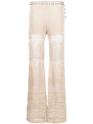 Rabanne pantalon en maille à taille haute - Tons neutres