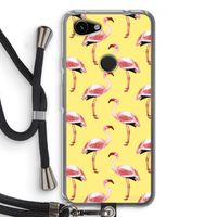 Flamingo's geel: Pixel 3a Transparant Hoesje met koord