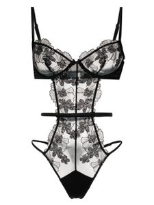 Fleur Du Mal body Sequin Violet à dentelle fleurie - Noir