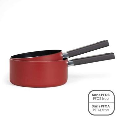 Set van 2 steelpannen - LIVOO - MEP154R - Antiaanbaklaag zonder PFOA of PFOS - Siliconen handvat - Alle kookplaten inclusief inductie