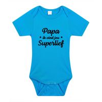 Papa superlief cadeau baby rompertje blauw jongens