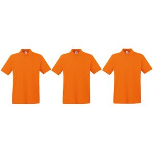 3-Pack maat XL oranje poloshirt premium van katoen voor heren