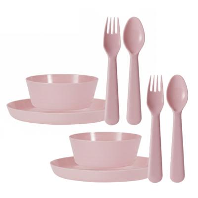 Kunststof kinderservies set - 48-delig - lichtroze - Campingservies / picknickservies