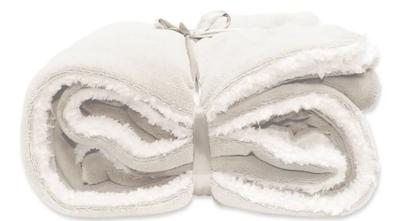 Lars coral fleece/suede plaid dove white 150x200 cm - Unique living