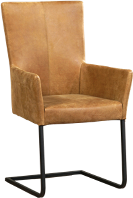 Cognac leren industriële eetkamerstoel Dare - poot vierkant zwart - Kenia Leer Walnut (cognac leer)