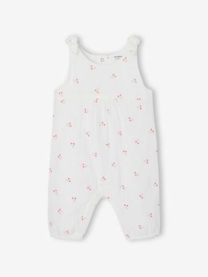 Boxpakje baby van geborduurd katoengaas beige Boxpakje baby van geborduurd katoengaas beige