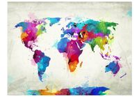 Fotobehang - Vliesbehang Wereldkaart van geluk , kleur - thumbnail