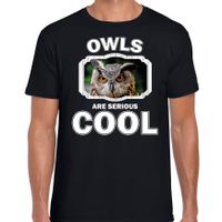 T-shirt owls are serious cool zwart heren - uilen/ uil shirt - thumbnail