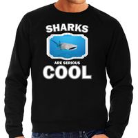 Sweater sharks are serious cool zwart heren - haaien/ walvishaai trui 2XL  - - thumbnail