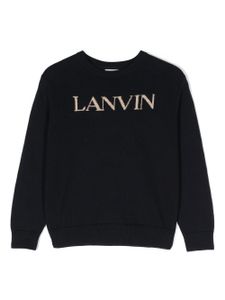 Lanvin Enfant pull à logo en intarsia - Bleu