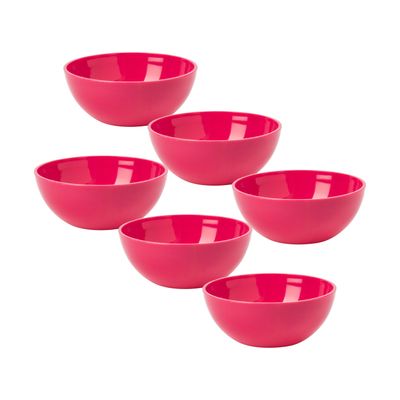 Kommetjes/schaaltjes - 6x stuks - dessert/ontbijt - kunststof - D12 x H5 cm - fuchsia roze