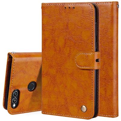 Voor Huawei Honor Play 7X Business stijl olie Wax textuur horizontale Flip lederen draagtas met houder & kaartsleuven & portemonnee (bruin)