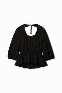 Gestructureerde blouse met cut-out - BLACK - XS