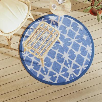 VidaXL Buitenkleed arakil ø120 cm polypropeen blauw en wit