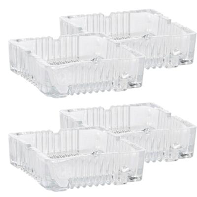 Vierkante glazen transparante asbak - Set van 4x stuks - 10 x 10 x 4 cm