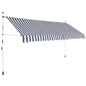 VidaXL Luifel handmatig uittrekbaar 400 cm blauw en witte strepen
