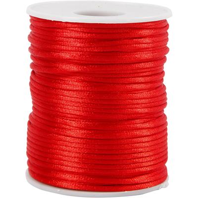 Creativ Company Satijnkoord, dikte 2 mm, rood, 50 m/ 1 rol