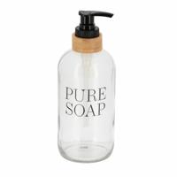 Zeeppompje - 500ml - glas / bamboe - rond - pure soap - vrijstaand - thumbnail