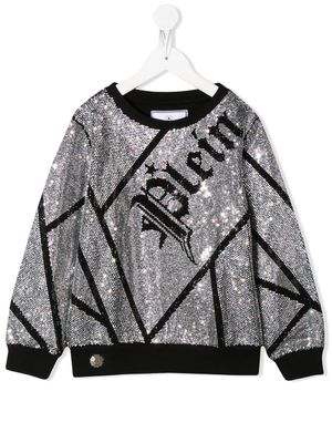 Philipp Plein sweat à logo à ornements en cristal - Noir
