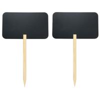 Krijtbordje - 2x - rechthoekig - op stok - H73 x D45 cm - met stift