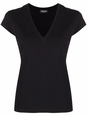 DONDUP t-shirt en coton à col v - Noir