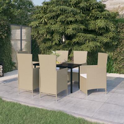 7-delige Tuinset met kussens beige