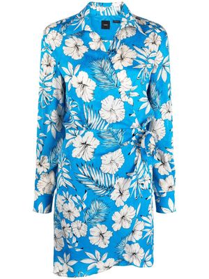 PINKO robe croisée à fleurs - Bleu