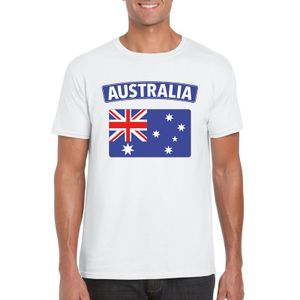 T-shirt met Australische vlag wit heren